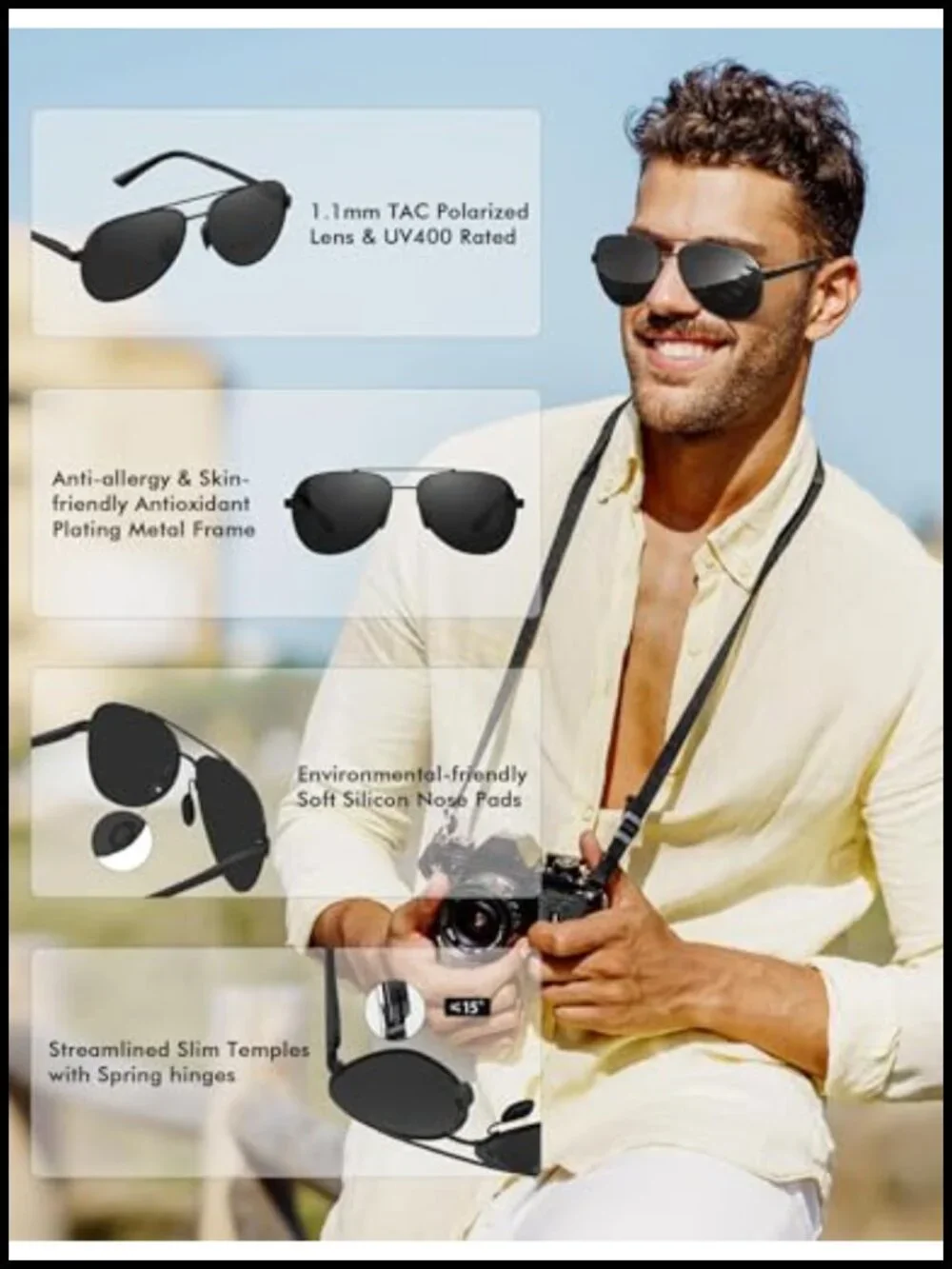 Polarized Aviator Sunglasses UV400 Protection Driving Outdoor